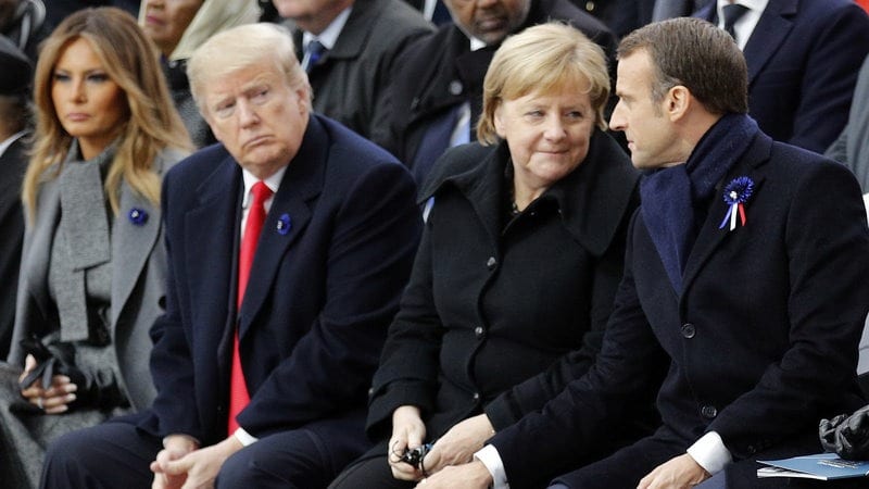 Merkel And Macron Embraced At A WW1 Memorial