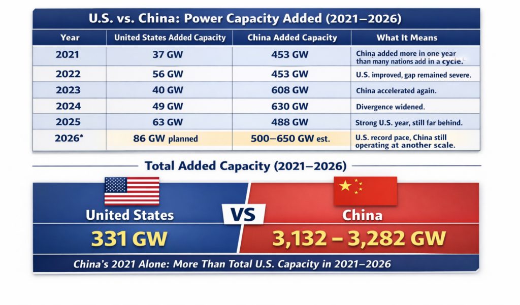 USA vs China power capacity